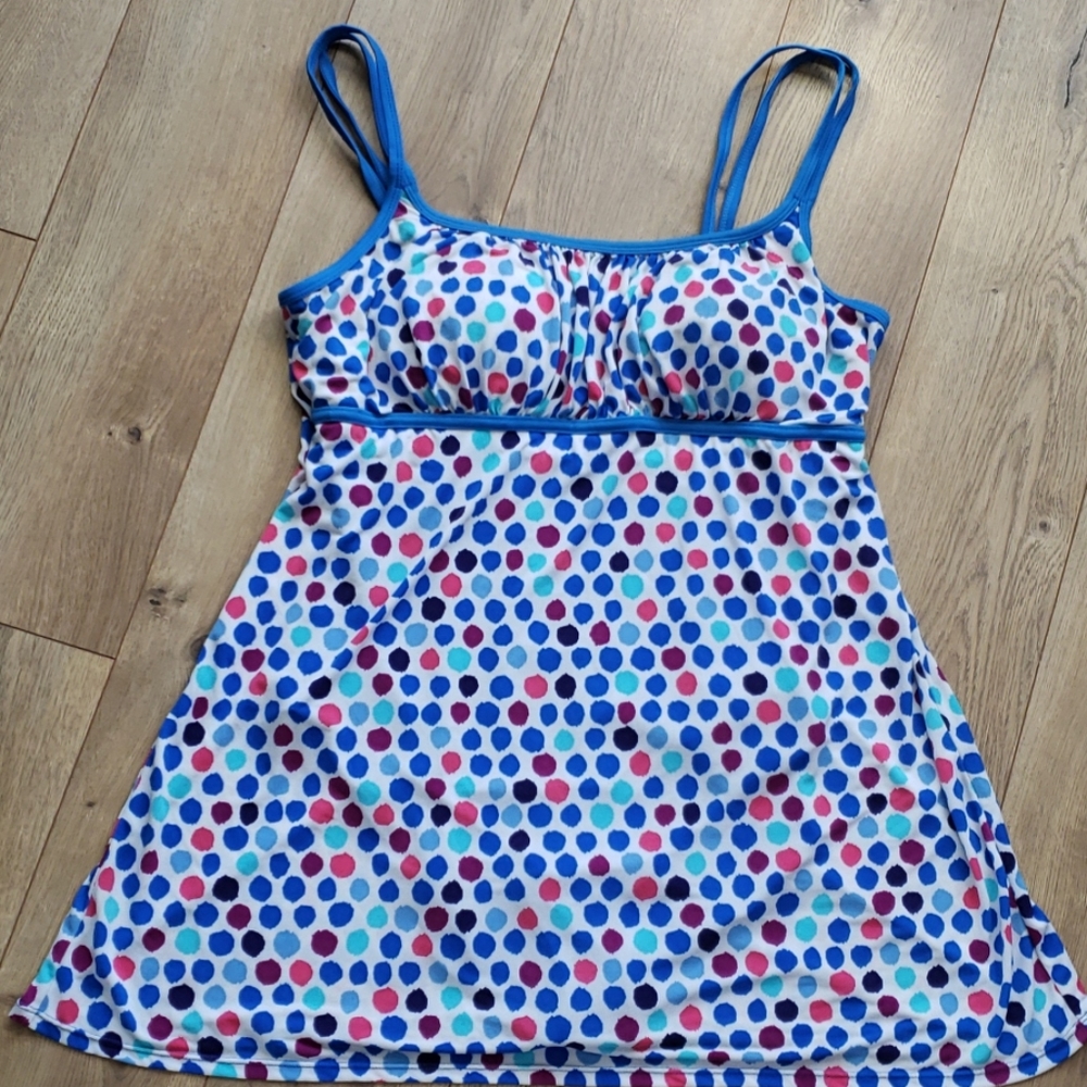 Catalina Swimdress One Piece - Blue polka dot - 2X